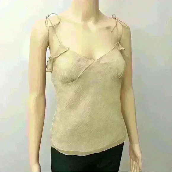 Club Monaco Tops - CLUB MONACO Silk cami top,spaghetti straps ruffles. Size XS.
